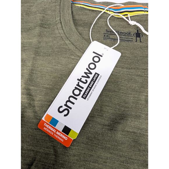 Smartwool Men's Thermal Merino Wool Crew Neck Base Layer Shirt Winter Moss XXL - Picture 4 of 9